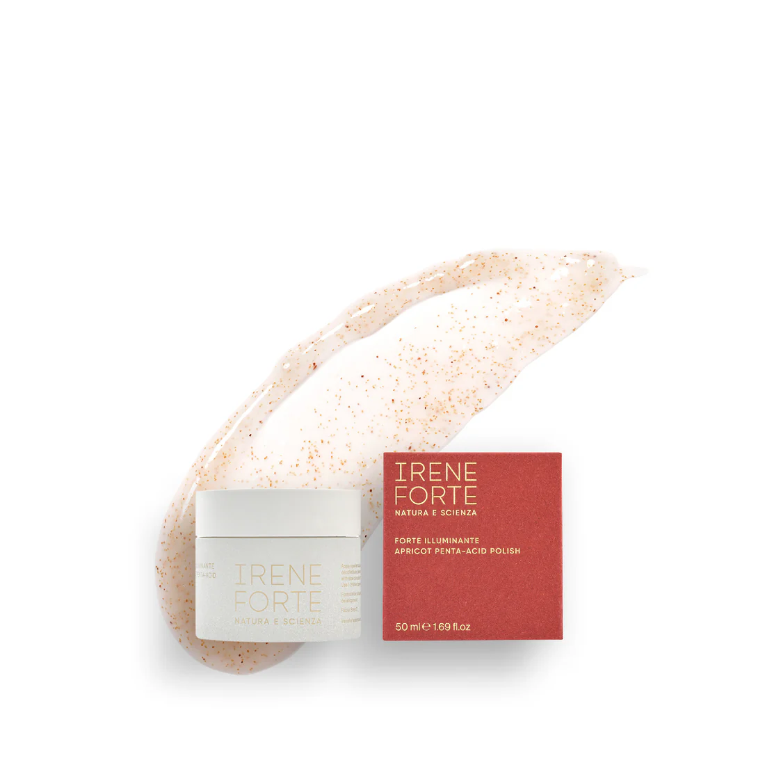 Irene Forte Apricot Penta-Acid Polish product with packaging on a white background