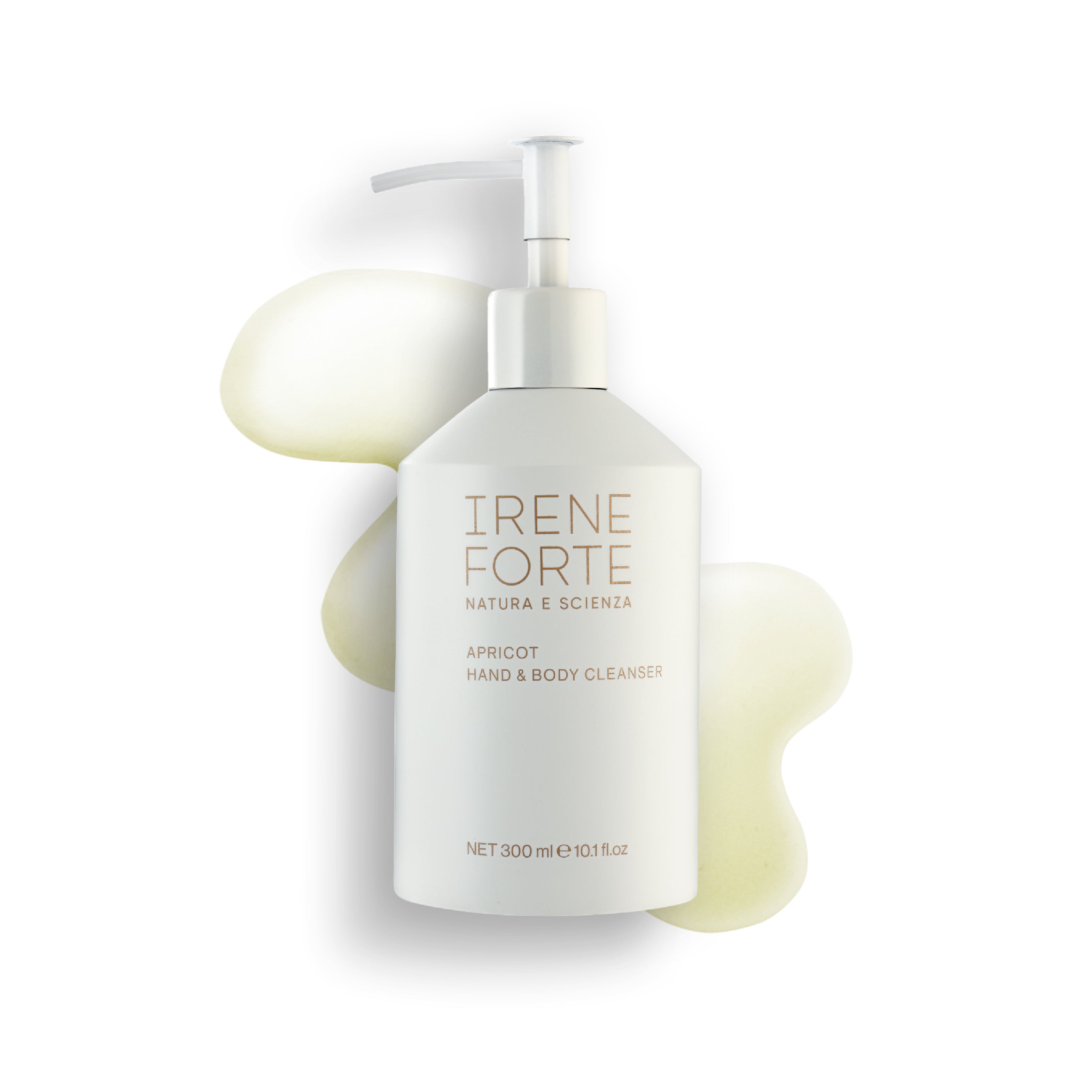 Irene Forte hand and body cleanser bottle with pump on a white background