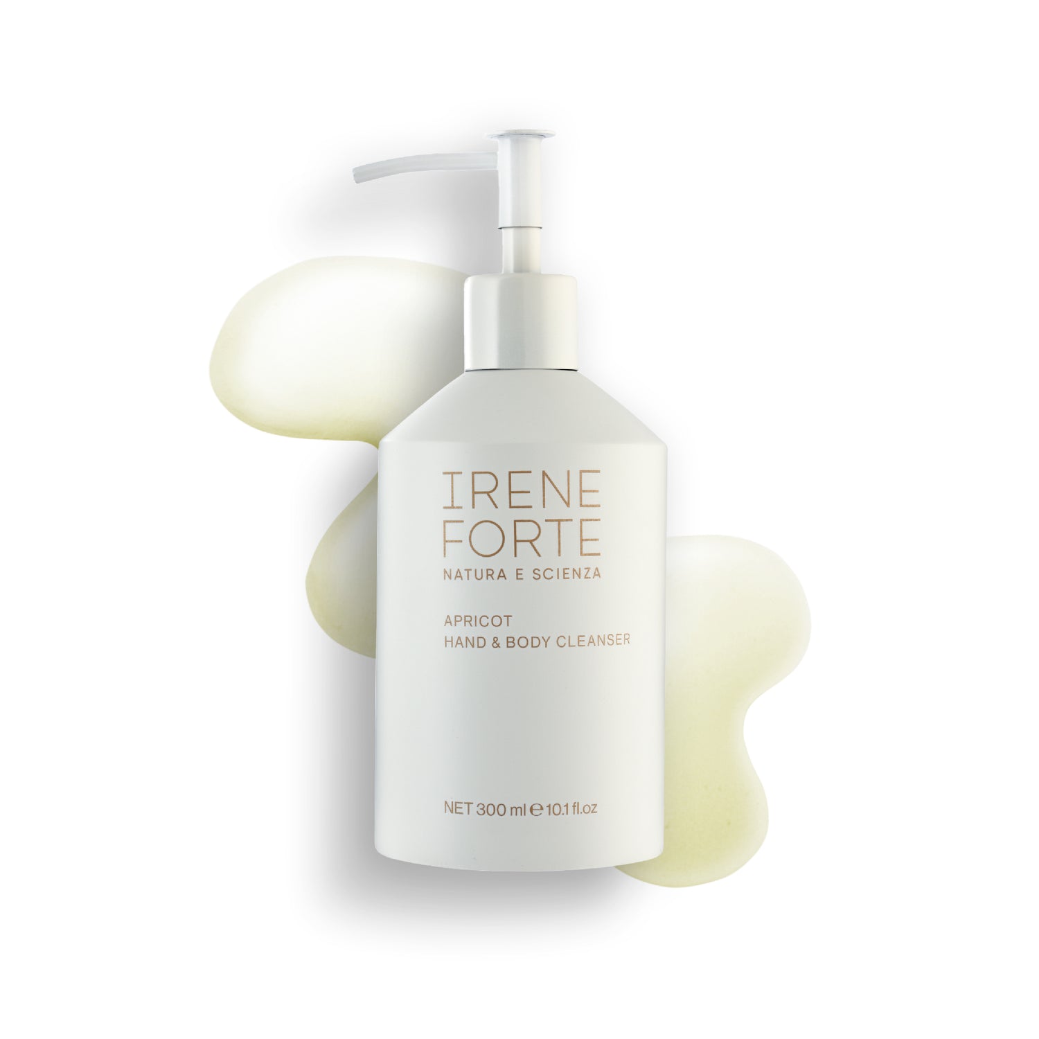 Irene Forte hand and body cleanser bottle with pump on a white background